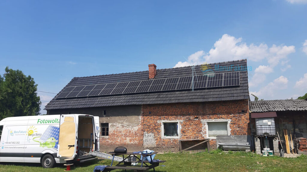 Fotowoltaika Krępna 5,17 kWp opolskie - instalacja paneli słonecznych na budynku gospodarczym