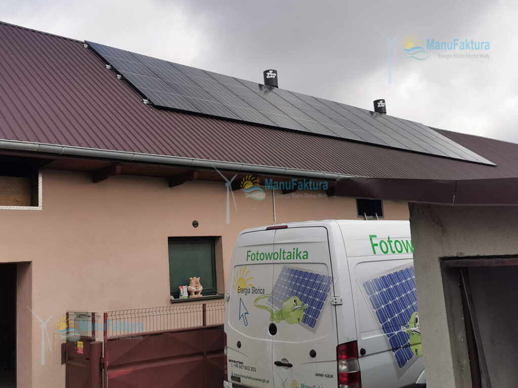 Fotowoltaika Zalesie Śląskie 9,9 kWp - instalacja fotowoltaiki na budynku gospodarczym