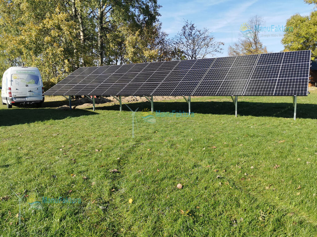 Fotowoltaika Dworzyszcze 9,90 kWp - instalacja paneli słonecznych na konstrukcji gruntowej na działce