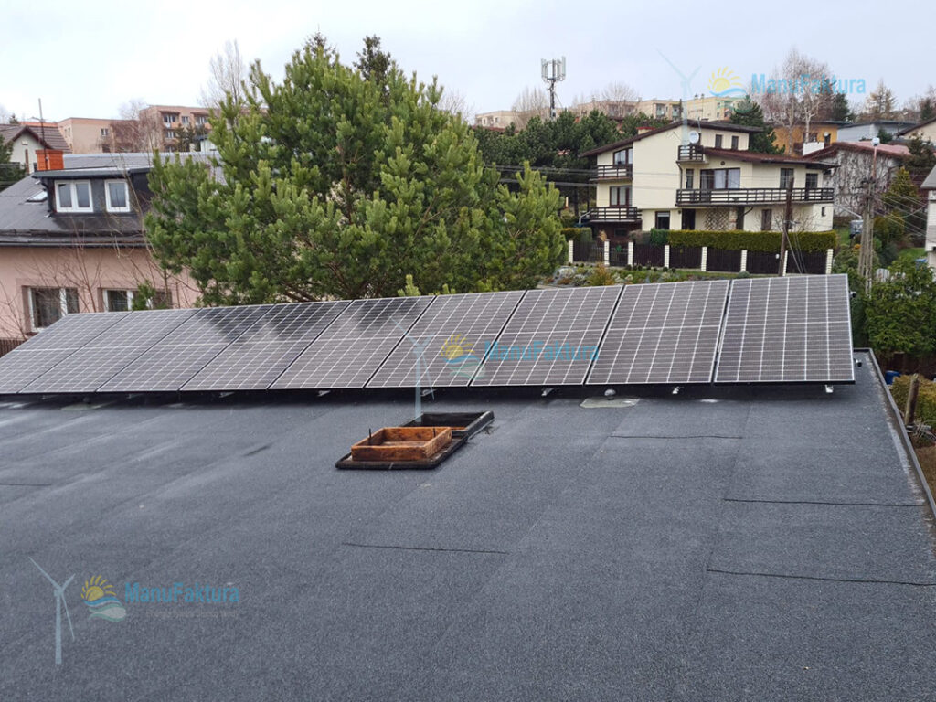 Fotowoltaika Bielsko-Biała 4,1 kWp - instalacja montaż paneli słonecznych na dachu płaskim w domu jednorodzinnym