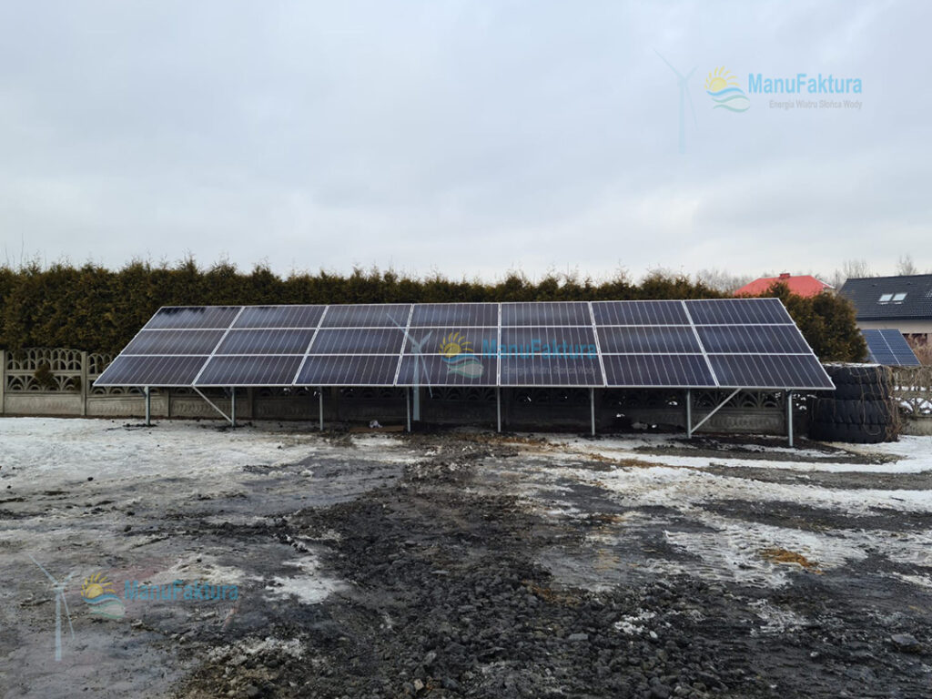 Fotowoltaika Myszków 9,9 kWp - panele fotowoltaiczne na działce na konstrukcji naziemnej gruntowej