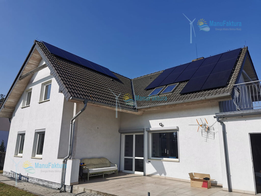Fotowoltaika Opole 6 kWp - panele słoneczne na dachu skośnym w domu jednorodzinnym