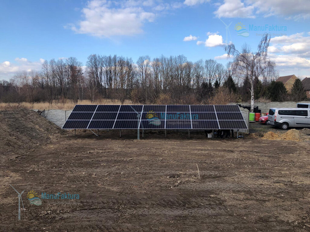 Fotowoltaika Przechód 9,9 kWp - panele słoneczne na działce na konstrukcji gruntowej