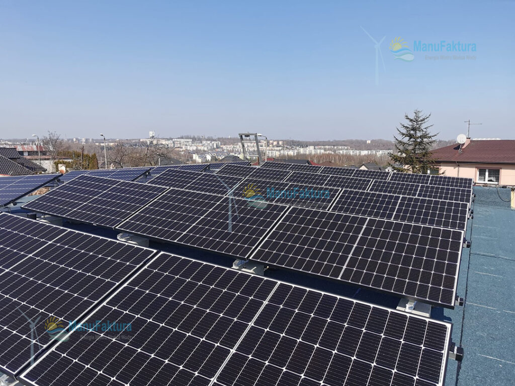 Fotowoltaika Ruda Śląska 9,9 kWp - panele słoneczne na dachu płaskim, montaż za pomocą systemu balastowego
