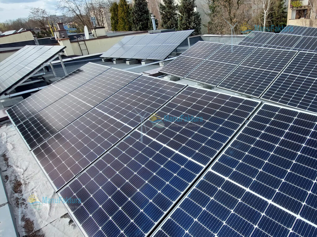 Fotowoltaika Katowice 6,50 kWp Solaredge - panele słoneczne na stropodachu konstrukcja balastowa