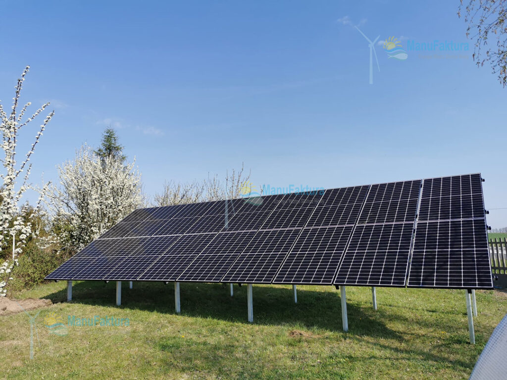 Fotowoltaika Wilkowiecko 6,9 kWp - panele słoneczne na konstrukcji gruntowej na działce