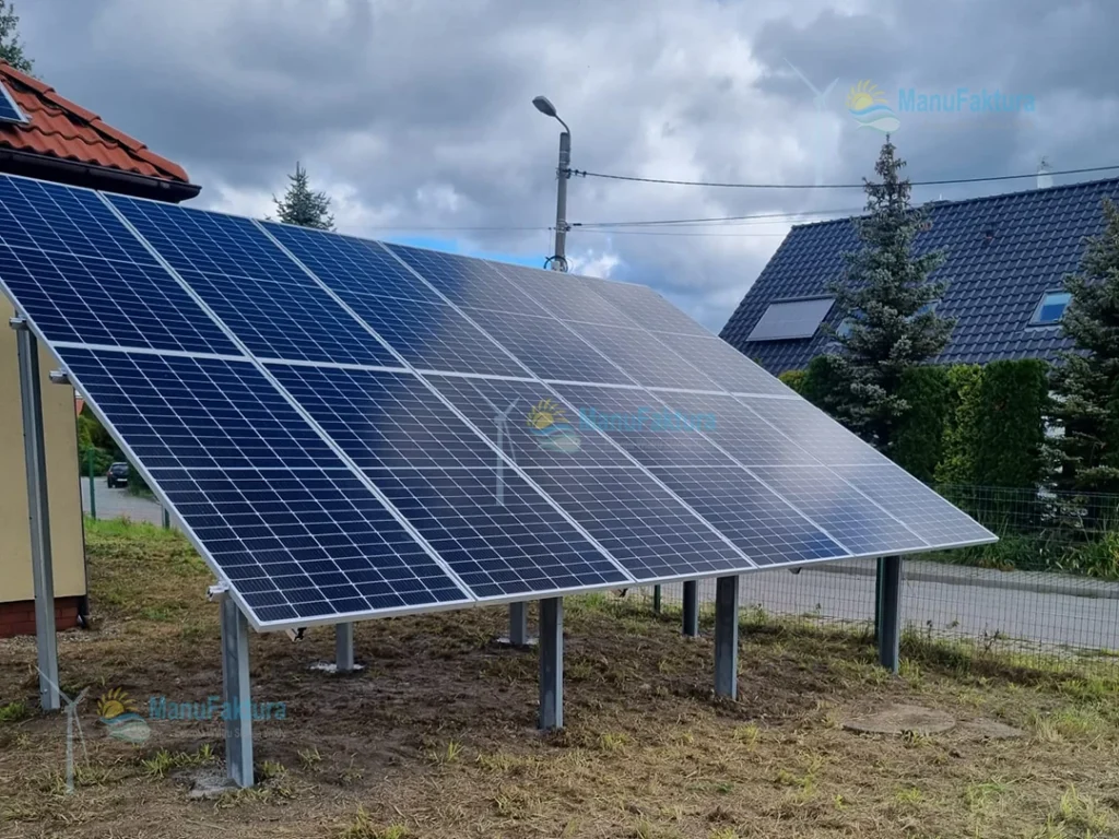 Fotowoltaika Katowice 5,5 kWp instalacja paneli słonecznych na działce na konstrukcji gruntowej