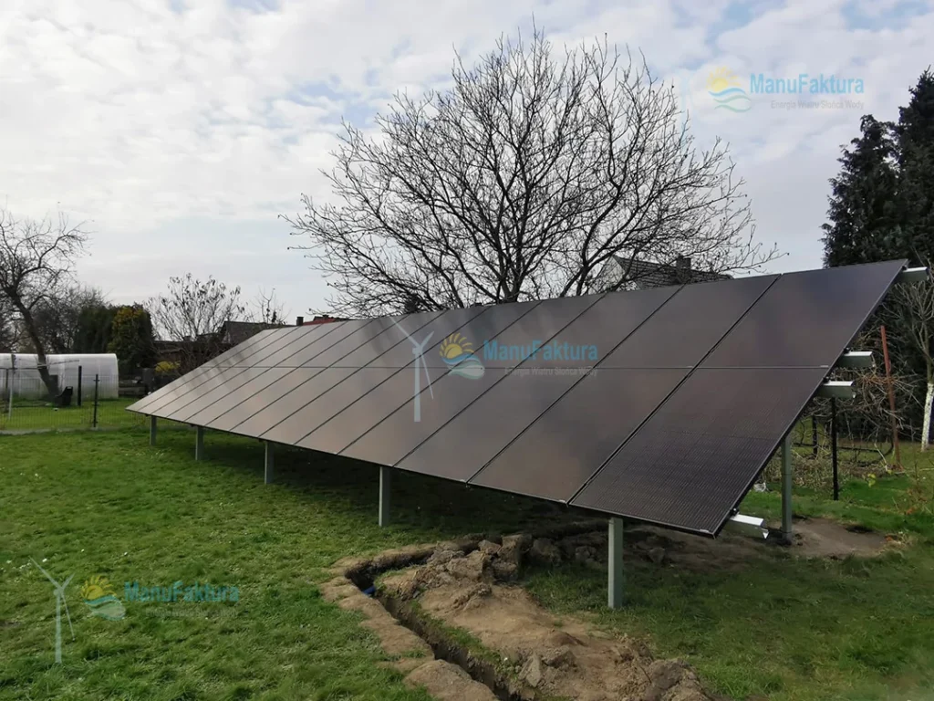 Fotowoltaika Knurów 9,60 kWp instalacja paneli słonecznych na działce na konstrukcji gruntowej