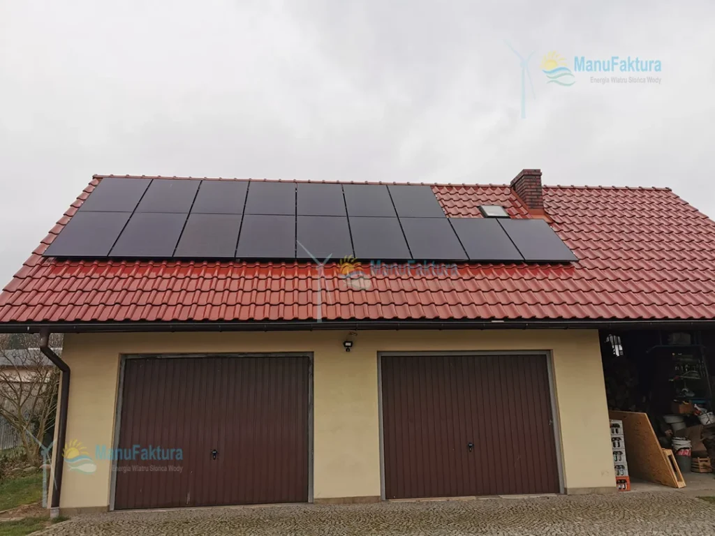 Fotowoltaika Tychy 6 kWp instalacja paneli słonecznych na dachu garażu dwustanowiskowego