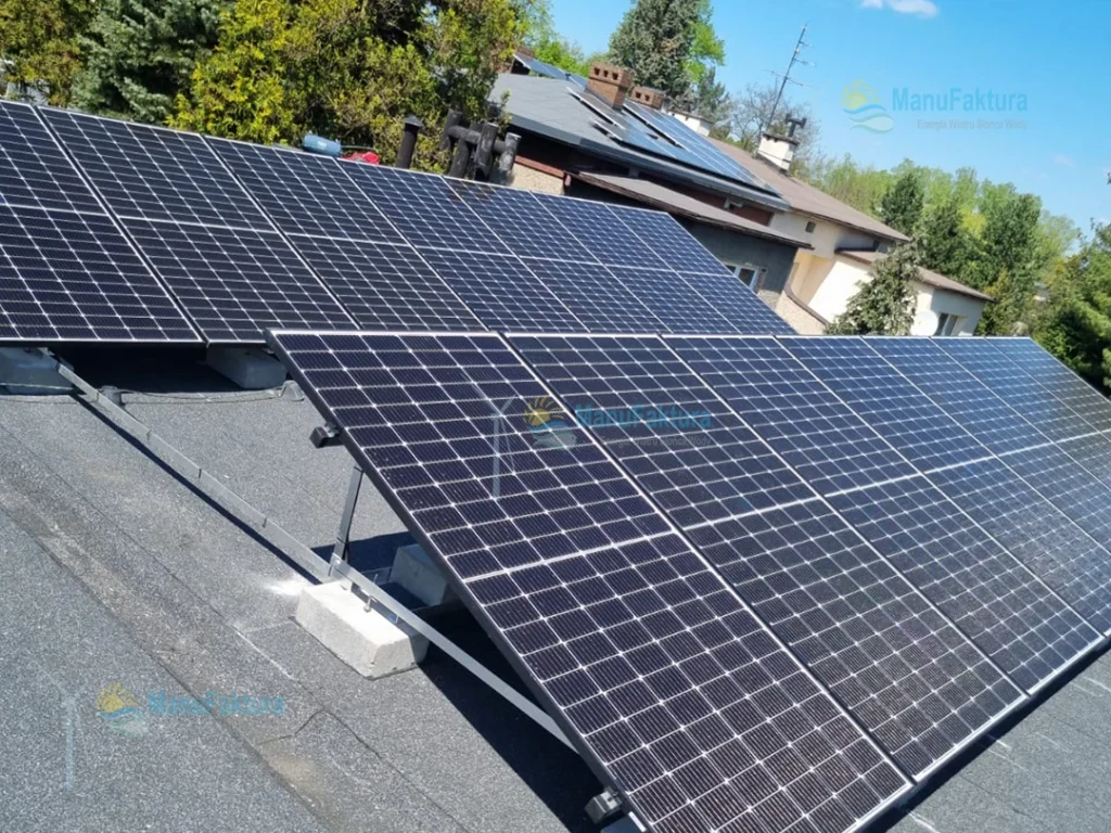 Fotowoltaika Katowice 6,44 kWp panele słoneczne na dachu płaskim system balastowy